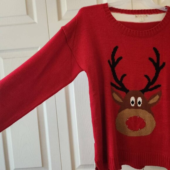 Light-Up Reindeer Sweater With LED Nose Red Size XL - Picture 10 of 14